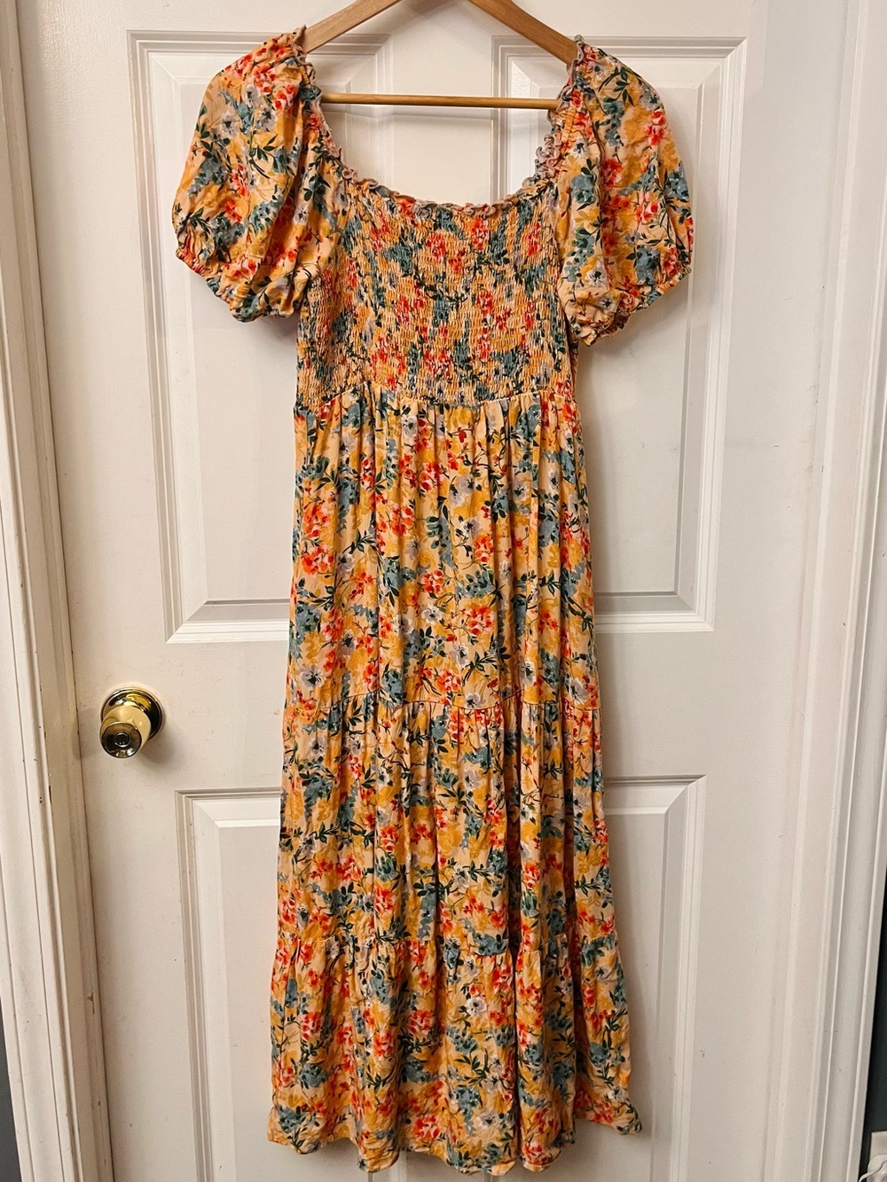 HEYSON Full Size Floral Smocked Tiered Midi Dress - size small
